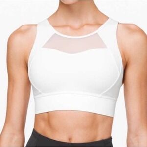 Lululemon Breathe It In Bra Luxtreme Mesh White Cup C/D High Neck sz4